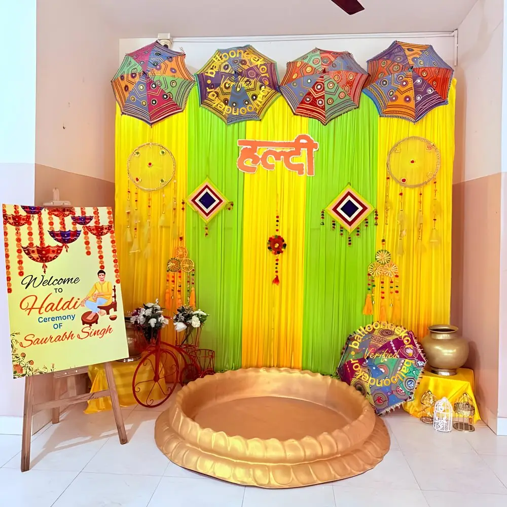 TRENDING Haldi Backdrop Setup
