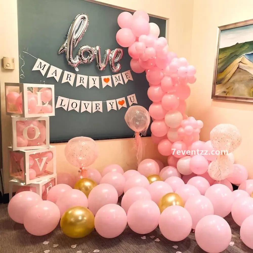 Pink Proposal Hall Setup