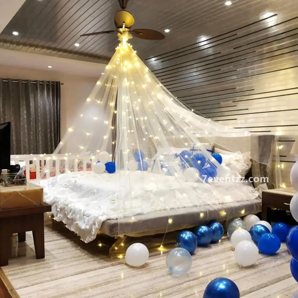 Anniversary Bed Canopy Setup