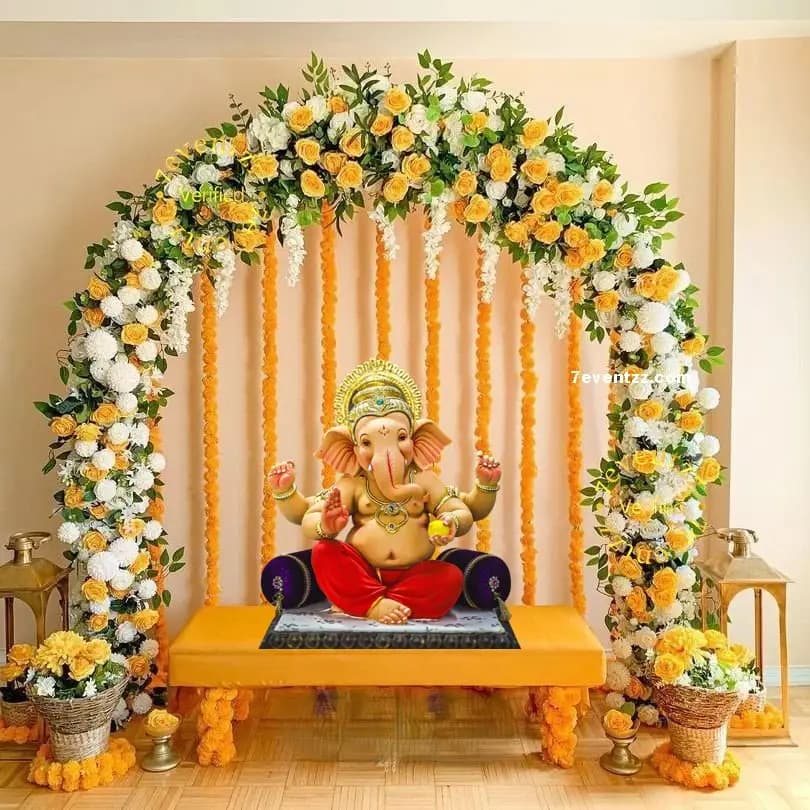 Floral Wall Setup For Bappa