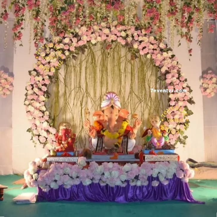 Ganpati Floral Setup
