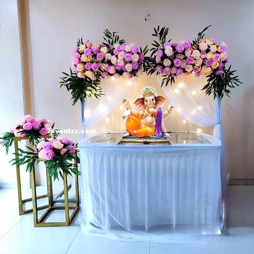 Small Setup For Ganpati Bappa At Home