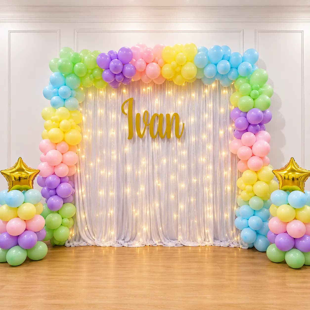 White Backdrop Naming Decoration