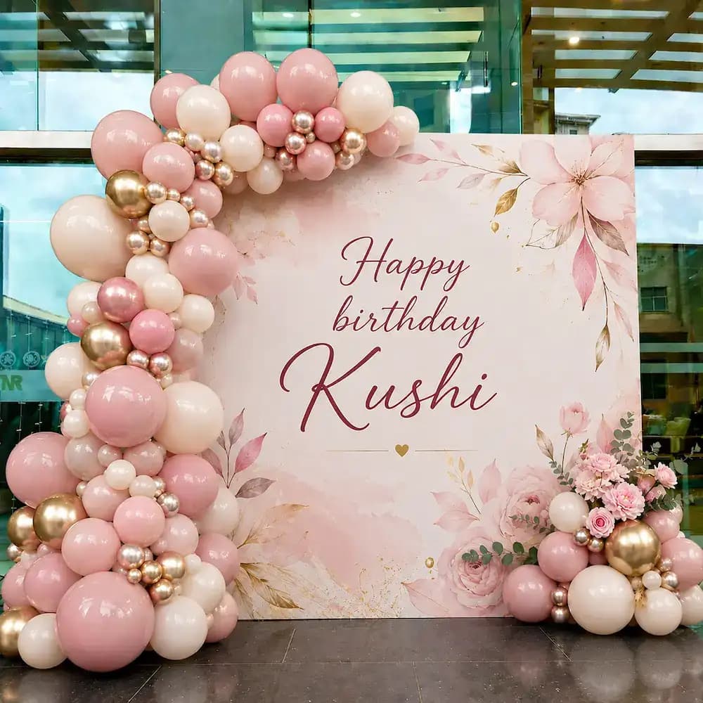 Balloon Arch Birthday Setup