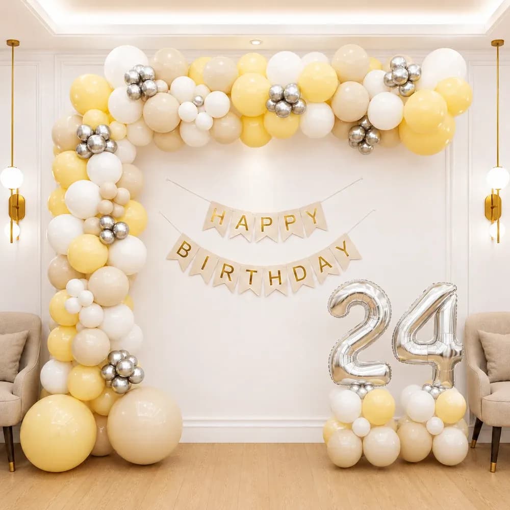 Minimalist Birthday Decoration with Pastel Balloons
