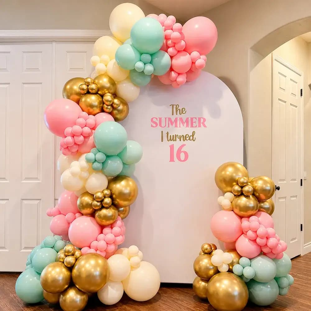 Pastel Balloon Arch Birthday Decoration