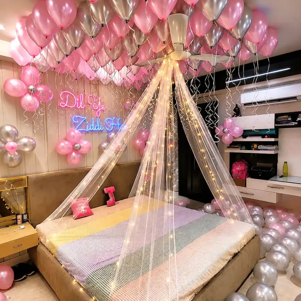 Pink Balloons Cabana Decoration