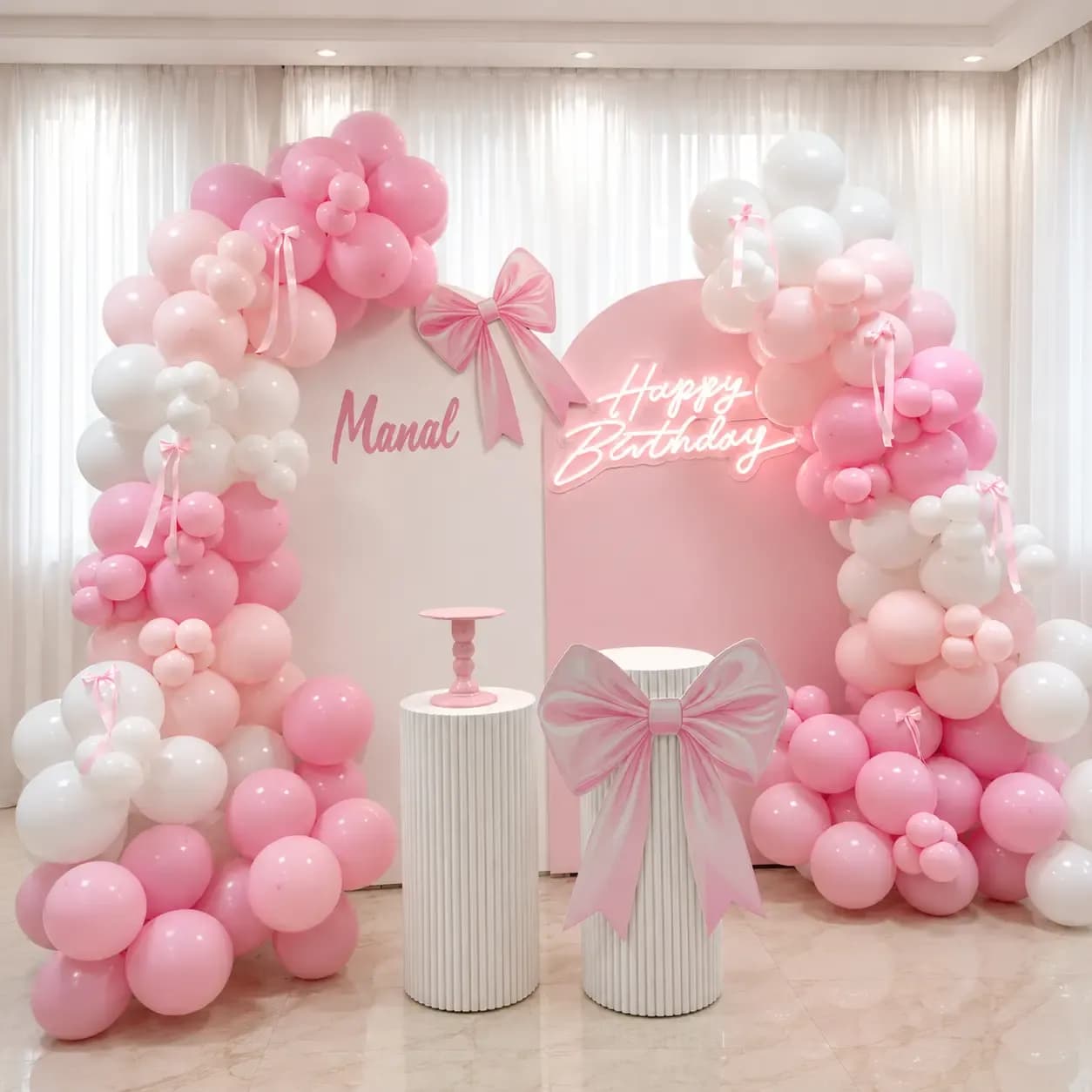 Pink Personalized Birthday Decor
