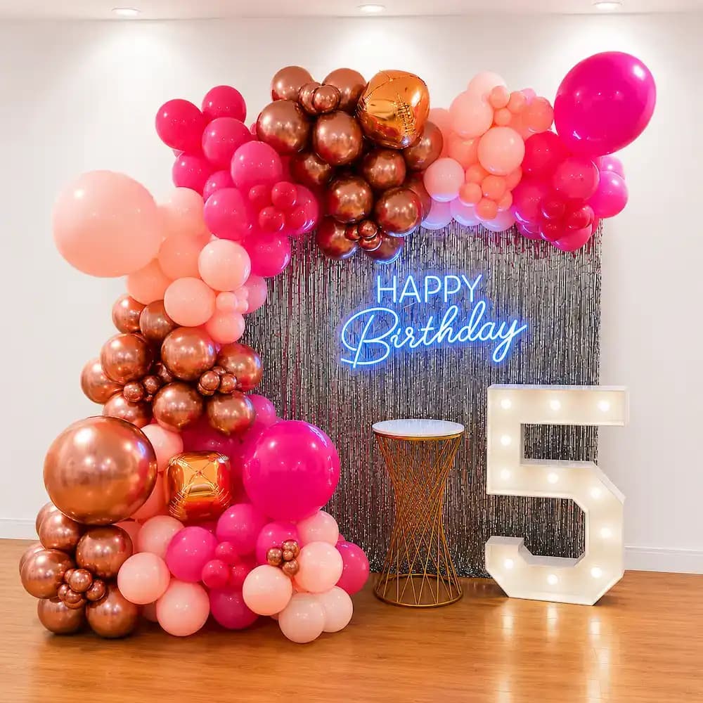 Pink and Rose Gold Birthday Decoration