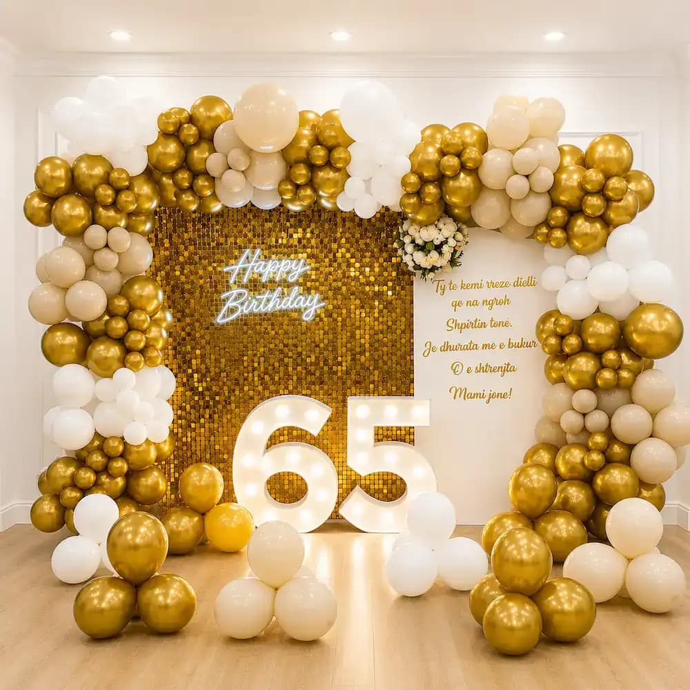 Premium Gold and White Birthday Decoration at Home