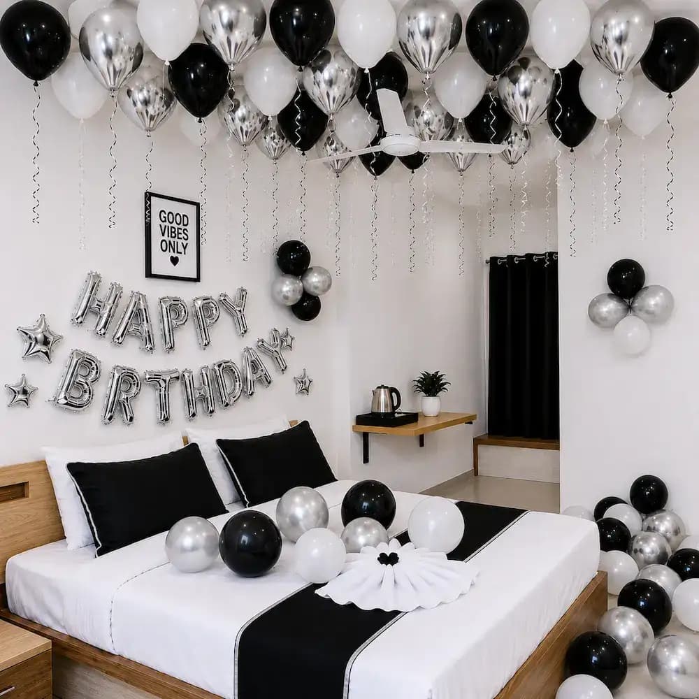 Simple Black and white Birthday Decoration