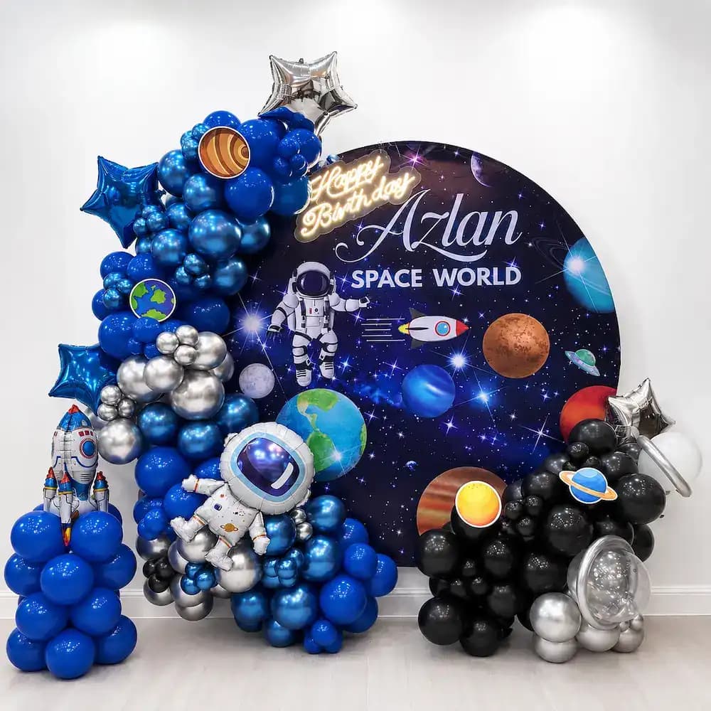 Astronaut And Planet Birthday Decoration With Balloon