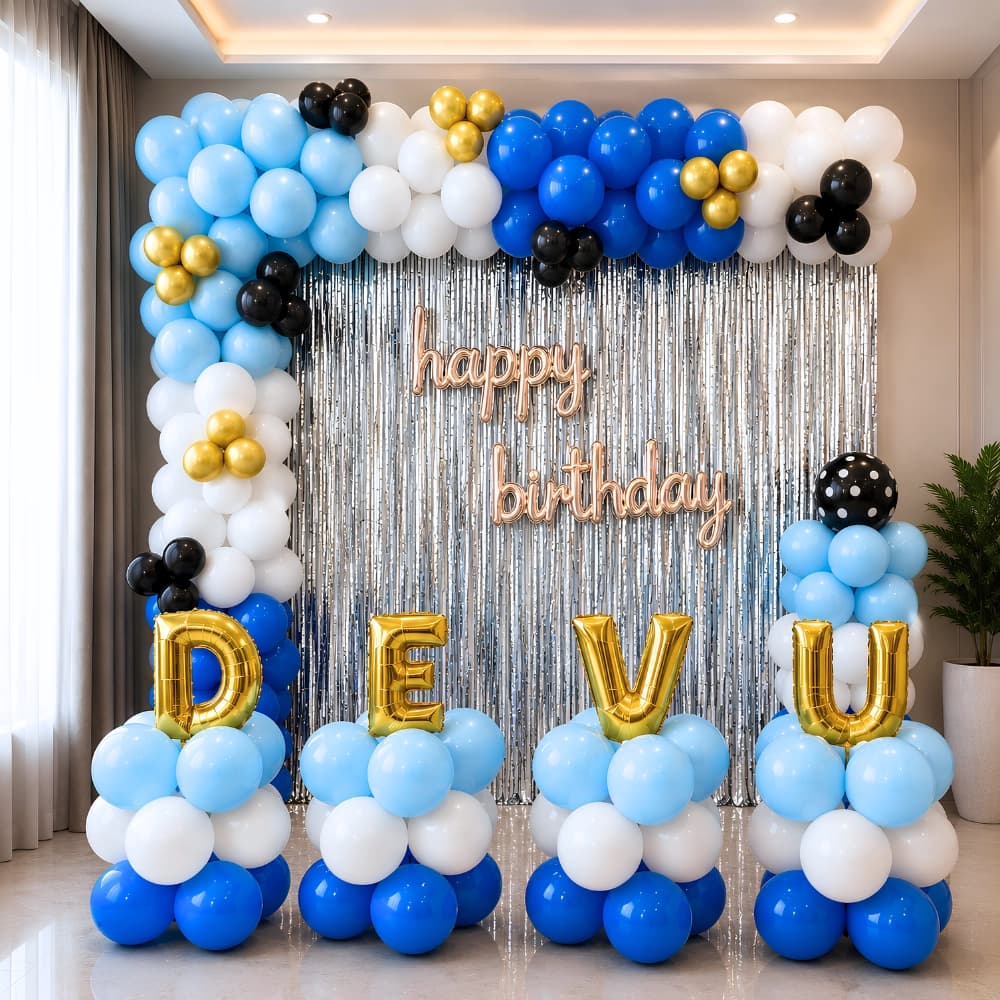 Blue White Balloon Decoration