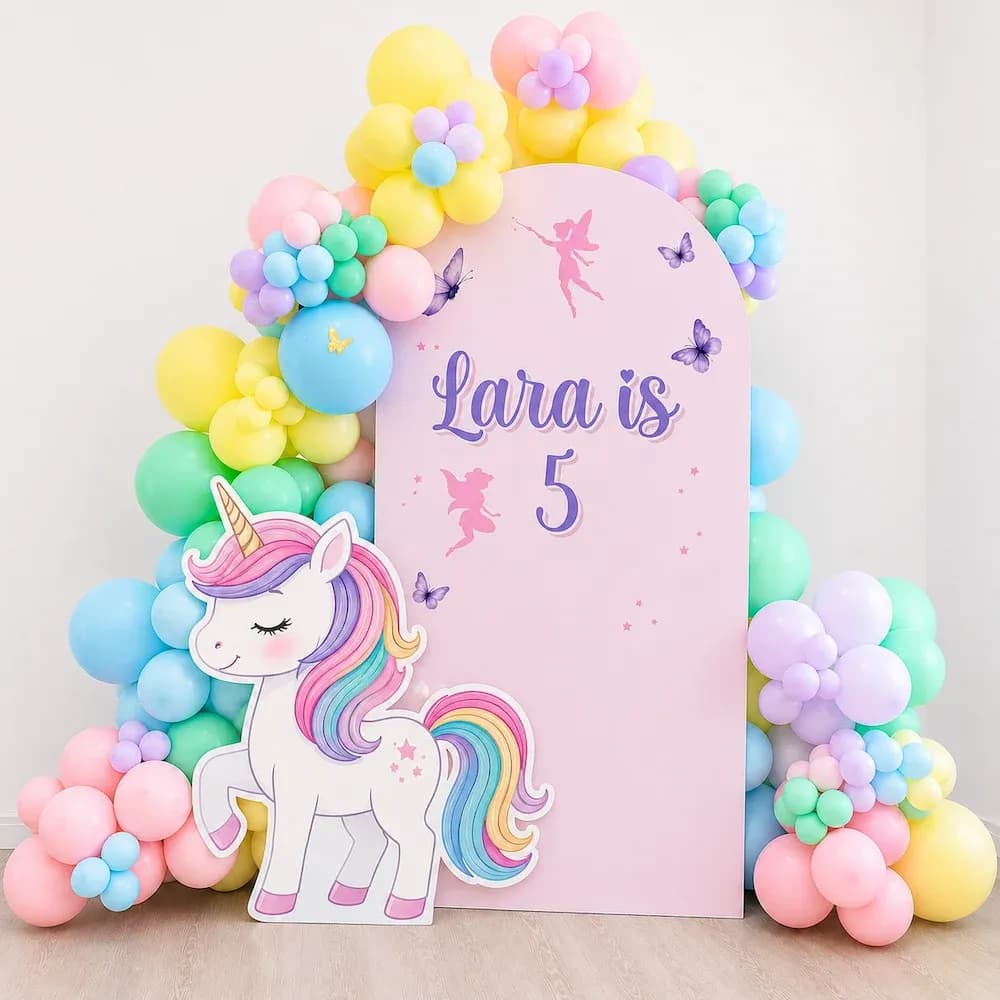 Pastel Unicorn Theme Birthday Balloon Decoration