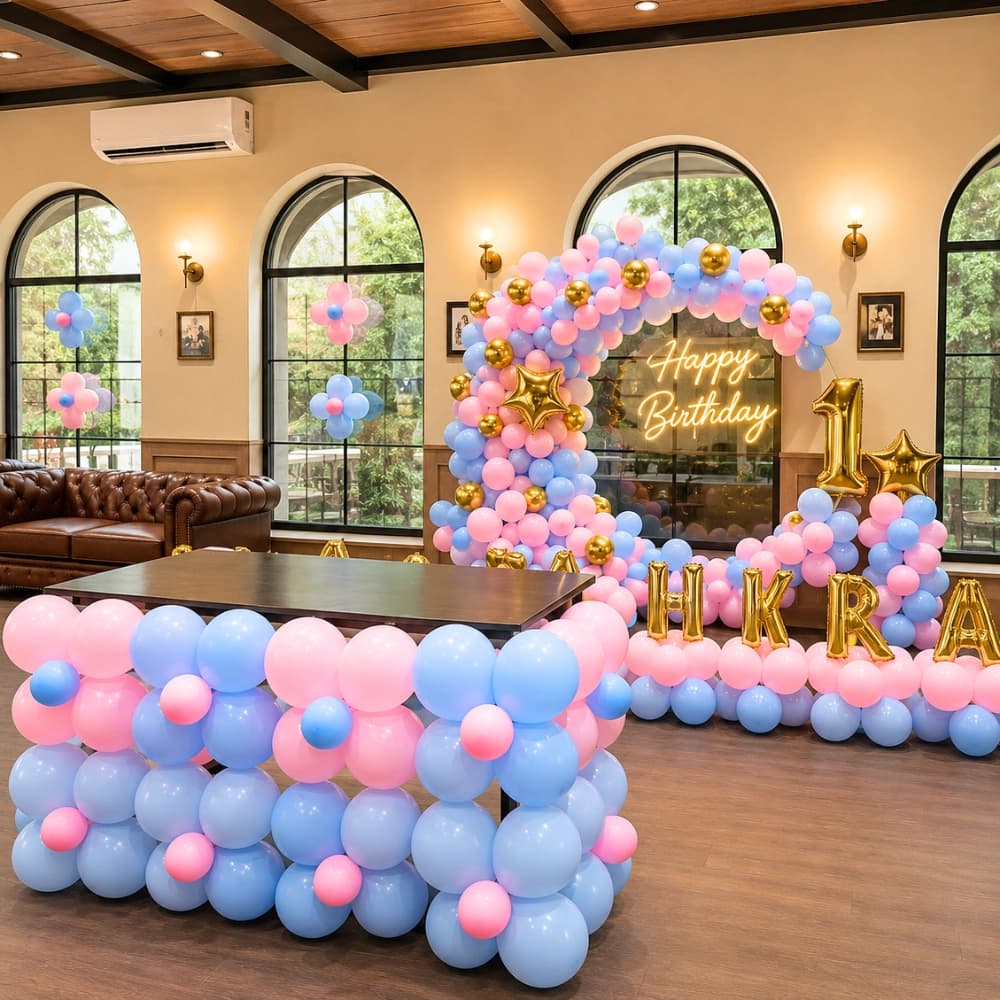 Pink Blue Theme Stage Decoration